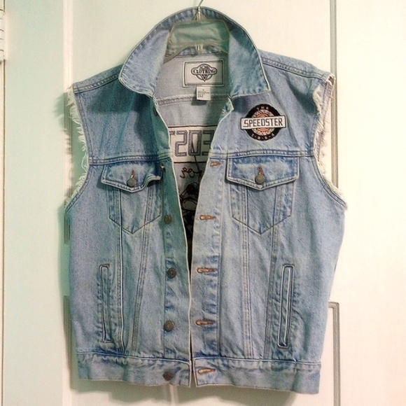 Vintage Acme Clothing Taz Tasmanian Devil Speedster Distressed Denim Vest - Picture 4 of 9